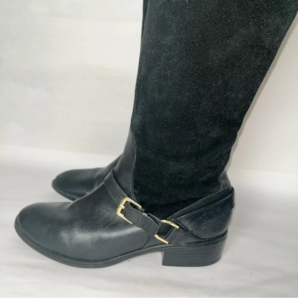 RALPH LAUREN Mila Black Leather Equestrian Boot size 7B - Picture 4 of 10